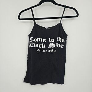 Bella Womens Black Come to‎ the Dark Side We Have Cookies Graphic Cami Tank Med